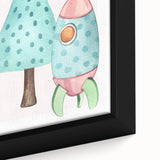 Girls Room Wall Art - Rocket & Tree Kids Room Art Prints