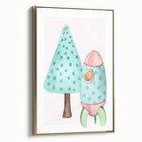 Girls Room Wall Art - Rocket & Tree Kids Room Art Prints