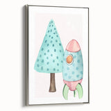 Girls Room Wall Art - Rocket & Tree Kids Room Art Prints