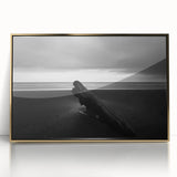 Framed acrylic artwork depicting a serene beach landscape with golden hues and gentle waves, perfect for coastal-themed decor and enhancing living spaces.