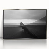 Framed acrylic artwork showcasing a serene beach landscape with silver accents, perfect for adding a coastal vibe to home decor. Ideal for beach lovers and art enthusiasts.