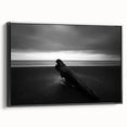 Framed landscape canvas art depicting a serene beach scene, showcasing vibrant colors and intricate details, framed in black for a modern touch. Ideal for coastal decor enthusiasts.