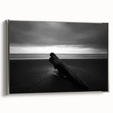Framed canvas artwork showcasing a serene beach landscape with vibrant colors, detailed textures, and a sleek silver frame, perfect for enhancing home decor.