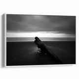Framed canvas artwork depicting a serene beach landscape with vibrant colors, showcasing gentle waves and a clear sky. The white frame adds elegance, enhancing home decor.