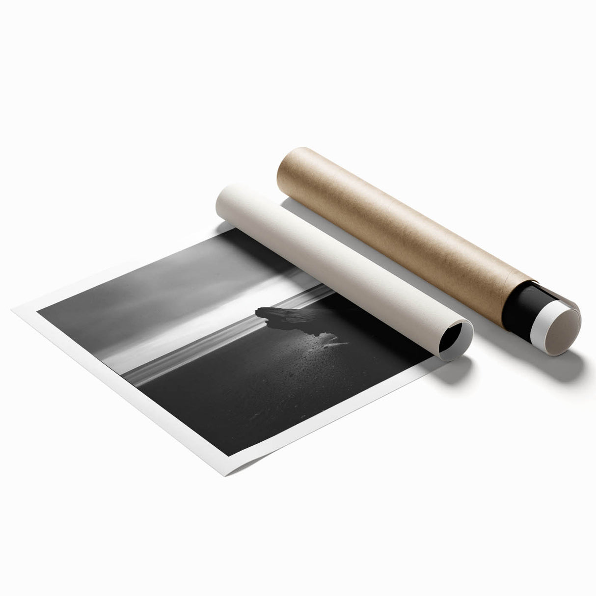 Vibrant landscape canvas print showcasing serene beaches with soft waves and a clear blue sky, rolled for easy shipping in a protective tube.