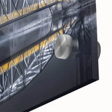 Close-up view of a modern acrylic glass landscape bridge design showcasing vibrant colors and intricate details, ideal for contemporary home decor.