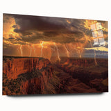 Landscape acrylic artwork depicting vibrant canyons with rich colors and intricate details, showcased in a side view without pins, perfect for modern decor.