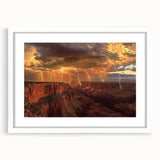 Landscape art print showcasing a breathtaking canyon scene framed with a white mat, perfect for home decor. Ideal for nature enthusiasts and art lovers.