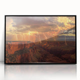 Framed acrylic wall art depicting vibrant canyons in a landscape design, showcasing rich colors and intricate details, perfect for modern home decor.