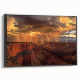 Framed canvas artwork depicting a stunning landscape of canyons, showcasing rich earthy tones and dramatic cliffs, ideal for enhancing modern home decor.