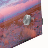 Close-up of a stunning desert landscape acrylic glass artwork, showcasing vibrant colors and intricate details, ideal for modern home decor and art lovers.