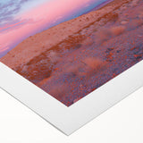 Vibrant desert landscape printed on rolled canvas, showcasing warm hues of orange and yellow, ideal for enhancing modern home decor with a touch of nature.