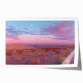 Desert landscape rolled print showcasing vibrant hues of orange and yellow, featuring a serene sunset over sand dunes, elegantly packaged in a protective tube for shipping.
