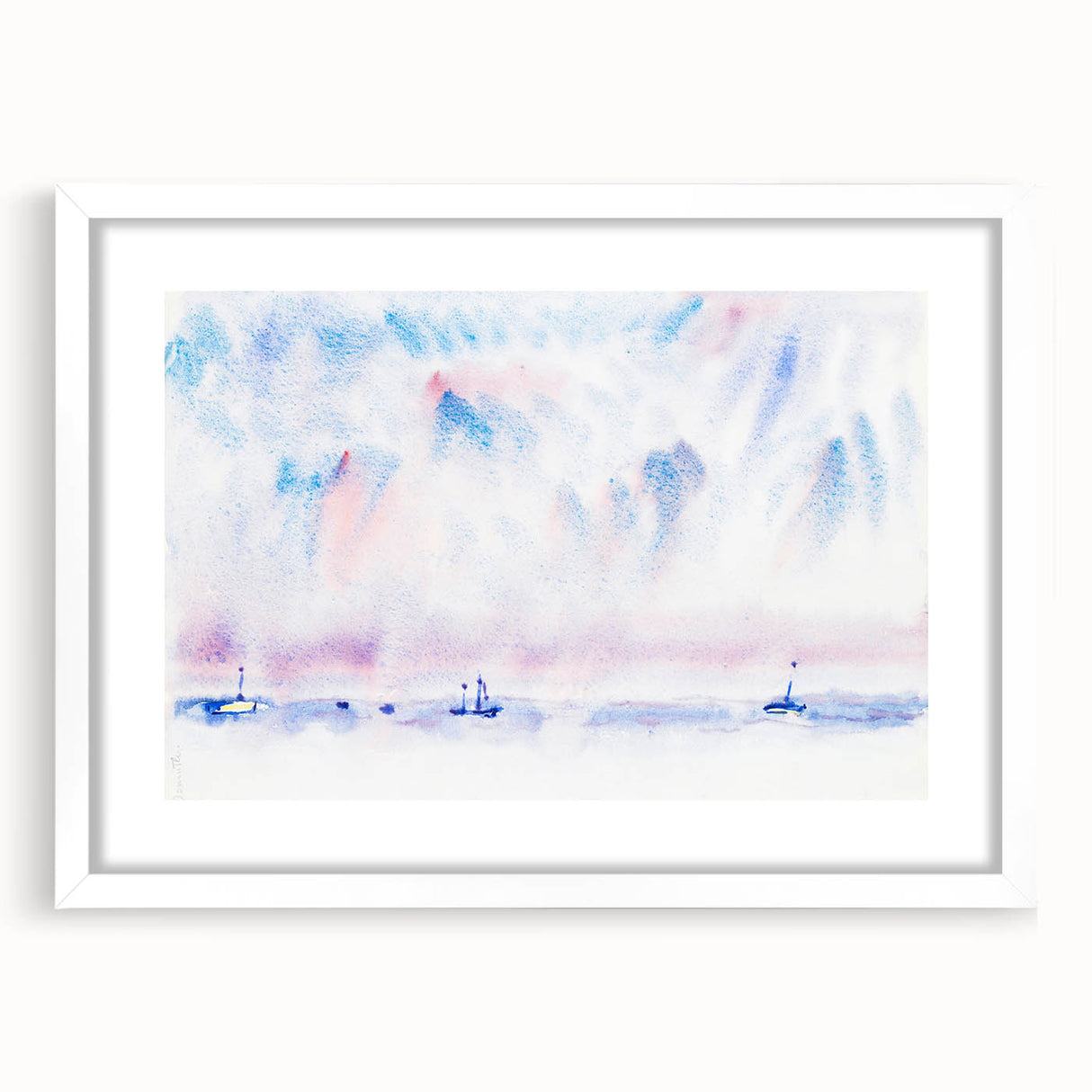 Minimalist Modern Wall Art - Bermuda Sky and Sea with Boats - Contemporary Art