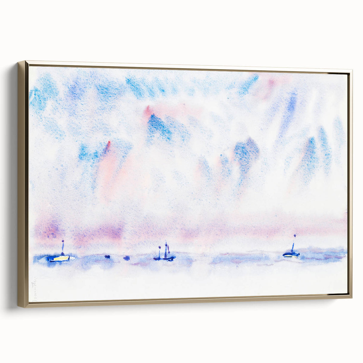 Minimalist Modern Wall Art - Bermuda Sky and Sea with Boats - Contemporary Art