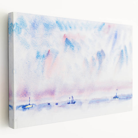 Minimalist Modern Wall Art - Bermuda Sky and Sea with Boats - Contemporary Art