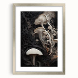 Textured abstract art print in neutral tones, framed in silver, suitable for bedroom decor.