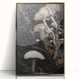 Large art print of natural close-ups in mid-century modernist style, framed in gold acrylic.