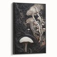 Black and white landscape art painting on framed canvas, featuring close-up natural elements, suitable for bedroom decor.
