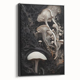 Black and white landscape art painting on framed canvas, featuring close-up natural elements, suitable for bedroom decor.