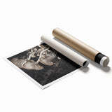 Extra large rolled print of close-up floral elements in natural tones, ideal for classy bathroom wall art.