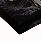 Black and white landscape art painting on stretched canvas, featuring close-up natural elements.