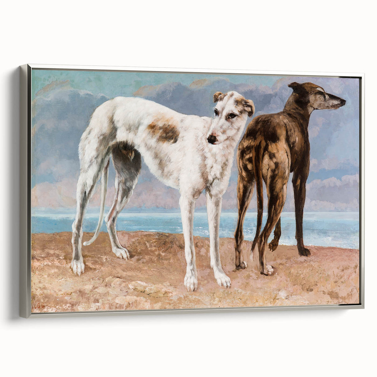 Greyhounds of the Comte de Choiseul Realism Art - Courbet Canvas Print