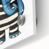 Striped Blue Elephant Nursery Art - Baby Room Decor