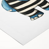 Striped Blue Elephant Nursery Art - Baby Room Decor