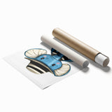 Striped Blue Elephant Nursery Art - Baby Room Decor