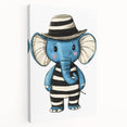 Striped Blue Elephant Nursery Art - Baby Room Decor