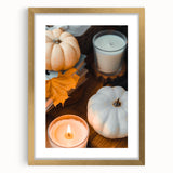 Extra large abstract art print in gold frame, featuring textured autumn hues, ideal for living room decor.