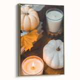 Framed canvas featuring a vintage-style landscape painting with autumnal tones, ideal for bedroom wall art.