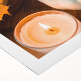 Art deco poster featuring an autumnal scene with warm orange and brown tones on rolled canvas.