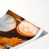 Extra large wall art featuring line art flowers in muted autumnal tones on a rolled canvas.