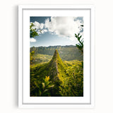 Abstract art print depicting spring themes in soft pastel shades, framed in white, ideal for bedroom or dining room decor.