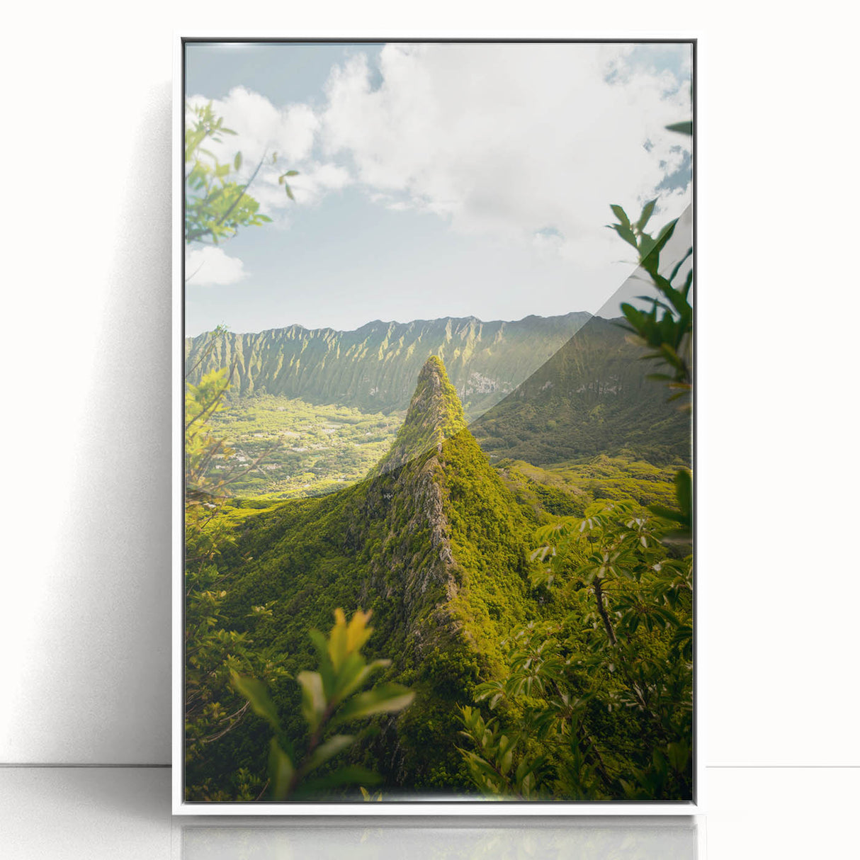 Art deco poster featuring a spring-themed design in pastel colors on a white acrylic framed print.