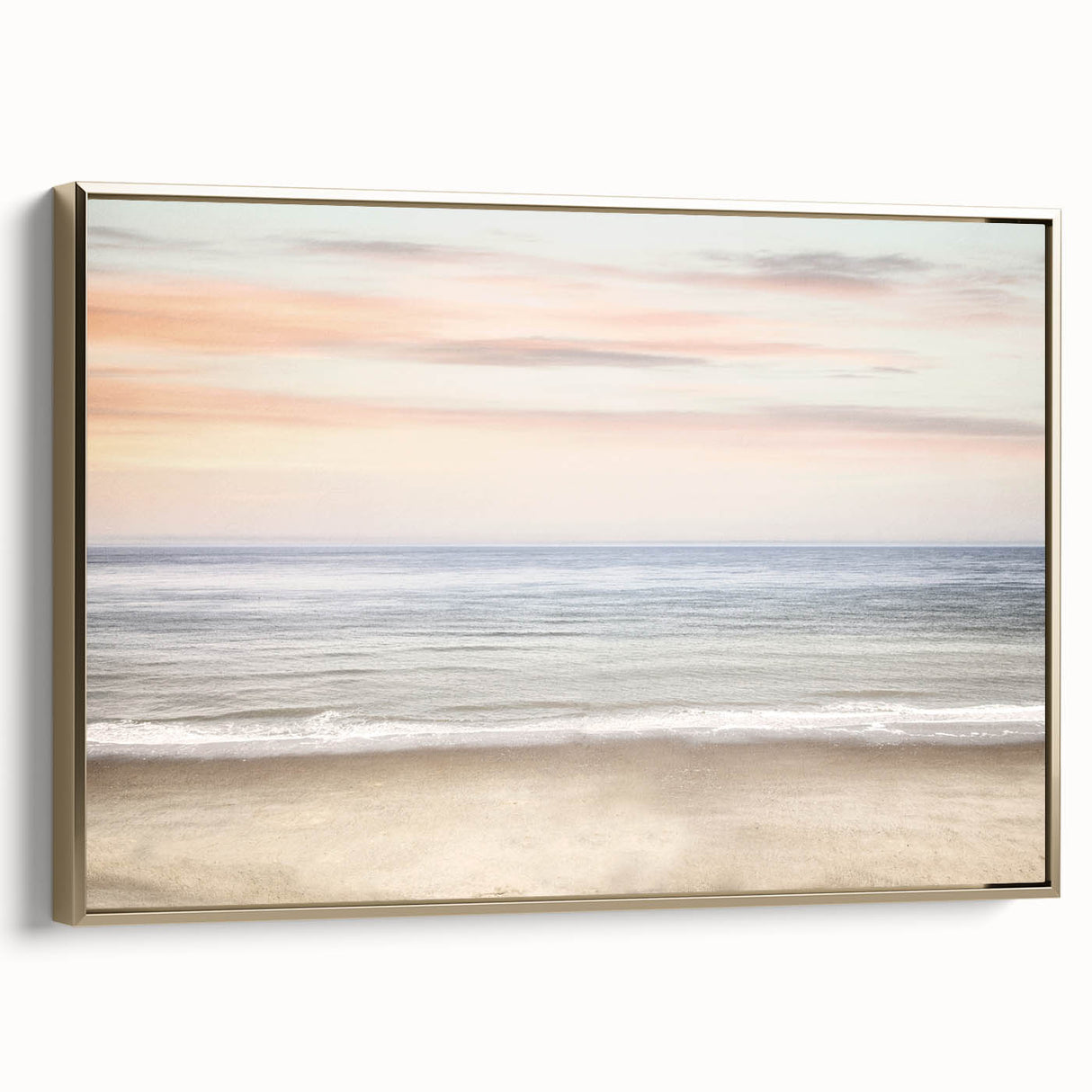Framed canvas depicting a vintage landscape painting in muted earth tones, ideal for bedroom wall decor.