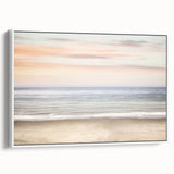 Vintage poster art depicting a colorful summer scene on a large framed canvas, ideal for living room decor.