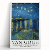 Large black and white print of Van Gogh's 'Starry Night' on stretched canvas, suited for kitchen wall art.