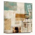 Abstract wall art with colorful strokes displayed from a side view, mounted on acrylic glass with visible pins, adding depth and modern flair to interior decor.