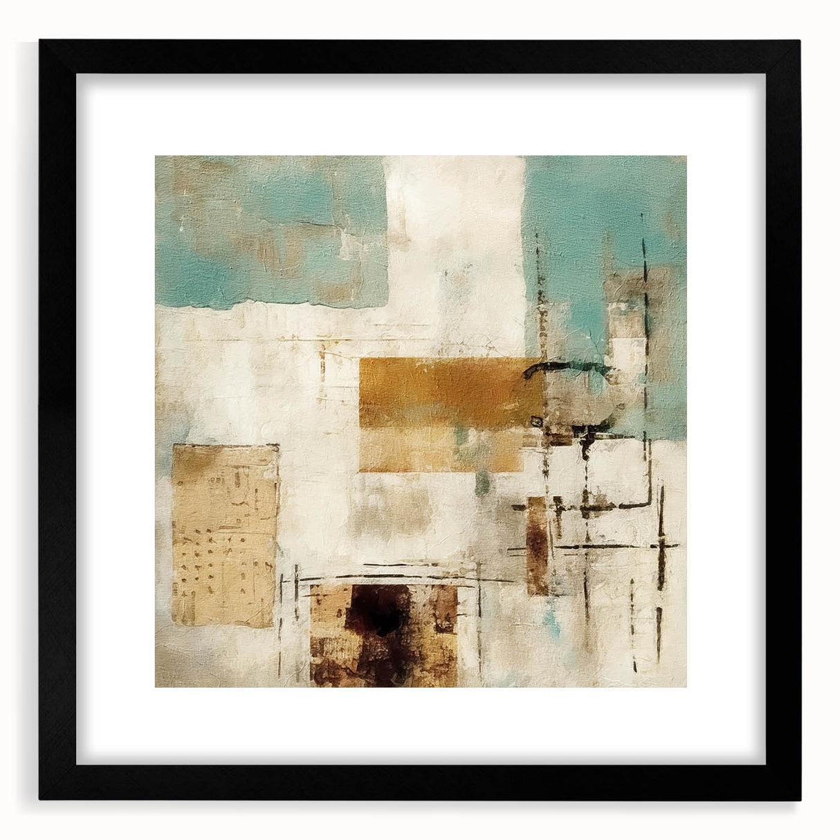 Abstract wall art featuring dynamic strokes in black and white, framed with a sleek black mat, perfect for modern home decor, enhancing artistic ambiance.