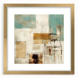 Abstract strokes wall art in a gold frame, showcasing vibrant colors and dynamic designs, ideal for modern home decor. Perfect focal point for any room.