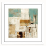 Abstract wall art featuring vibrant strokes in shades of blue, pink, and yellow, framed in white with a mat, ideal for modern home decor. This artwork adds a pop of color and creativity to any space, enhancing the aesthetic appeal of contemporary interiors.