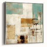 Framed canvas wall art featuring abstract strokes in silver and gray, showcasing modern design elements with a sleek side view, perfect for contemporary decor.