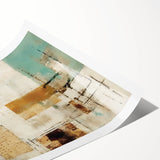 Abstract wall art print featuring vibrant strokes in shades of blue, orange, and yellow, showcasing a modern design ideal for contemporary decor. Perfect for adding a splash of color to any room, this rolled artwork is ready to frame and elevate your interior style.