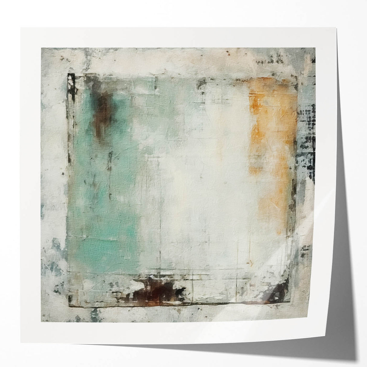 Abstract wall art print showcasing vibrant strokes in blue, orange, and yellow hues, designed to enhance modern interiors and create a lively atmosphere.