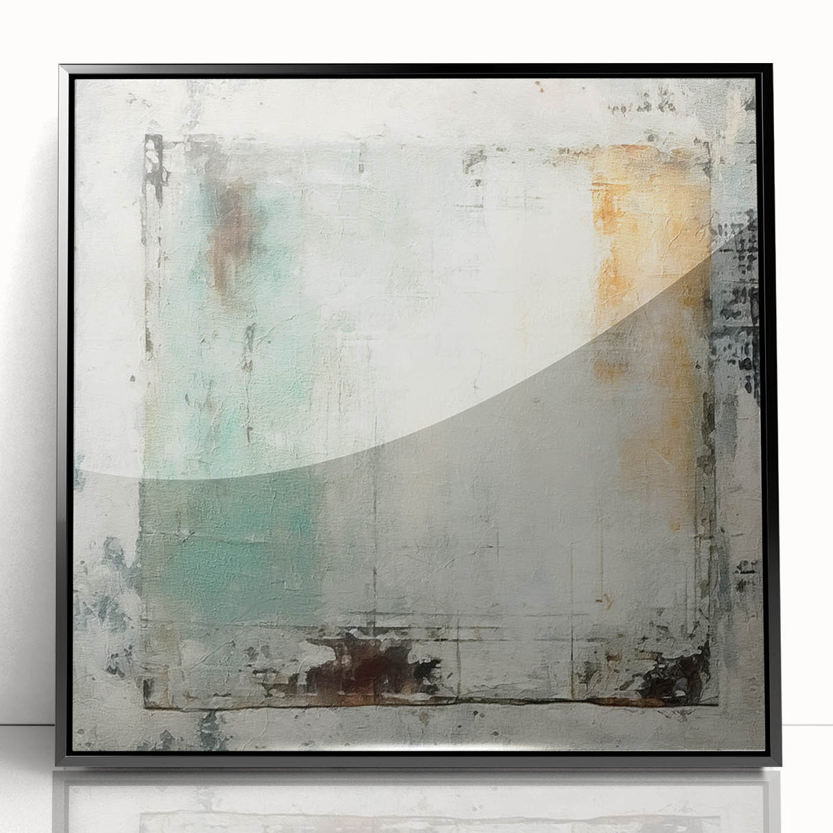 Framed abstract wall art featuring fluid black strokes on a white background, designed for modern interiors, enhancing contemporary decor with artistic flair.