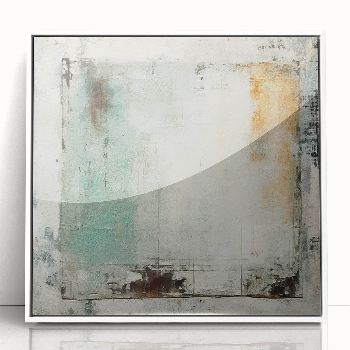 Abstract strokes wall art in a sleek white frame, showcasing vibrant colors and dynamic patterns, ideal for modern home decor and artistic environments.