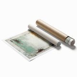 Abstract wall art print showcasing vibrant strokes in blue, orange, and yellow hues, rolled for easy shipping and display, ideal for modern home decor.